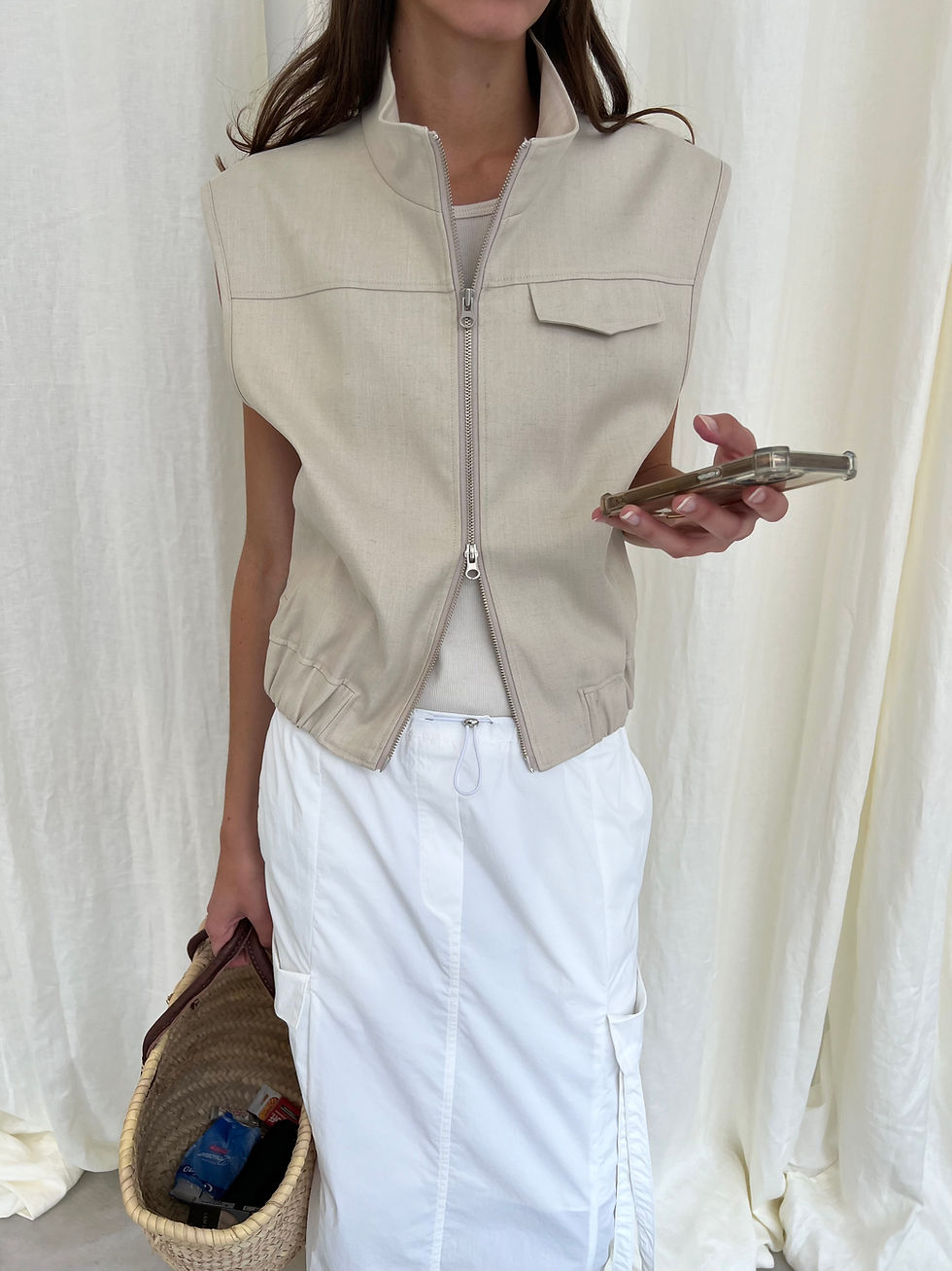 Thumbnail: Linen Blend Vest (2colors)