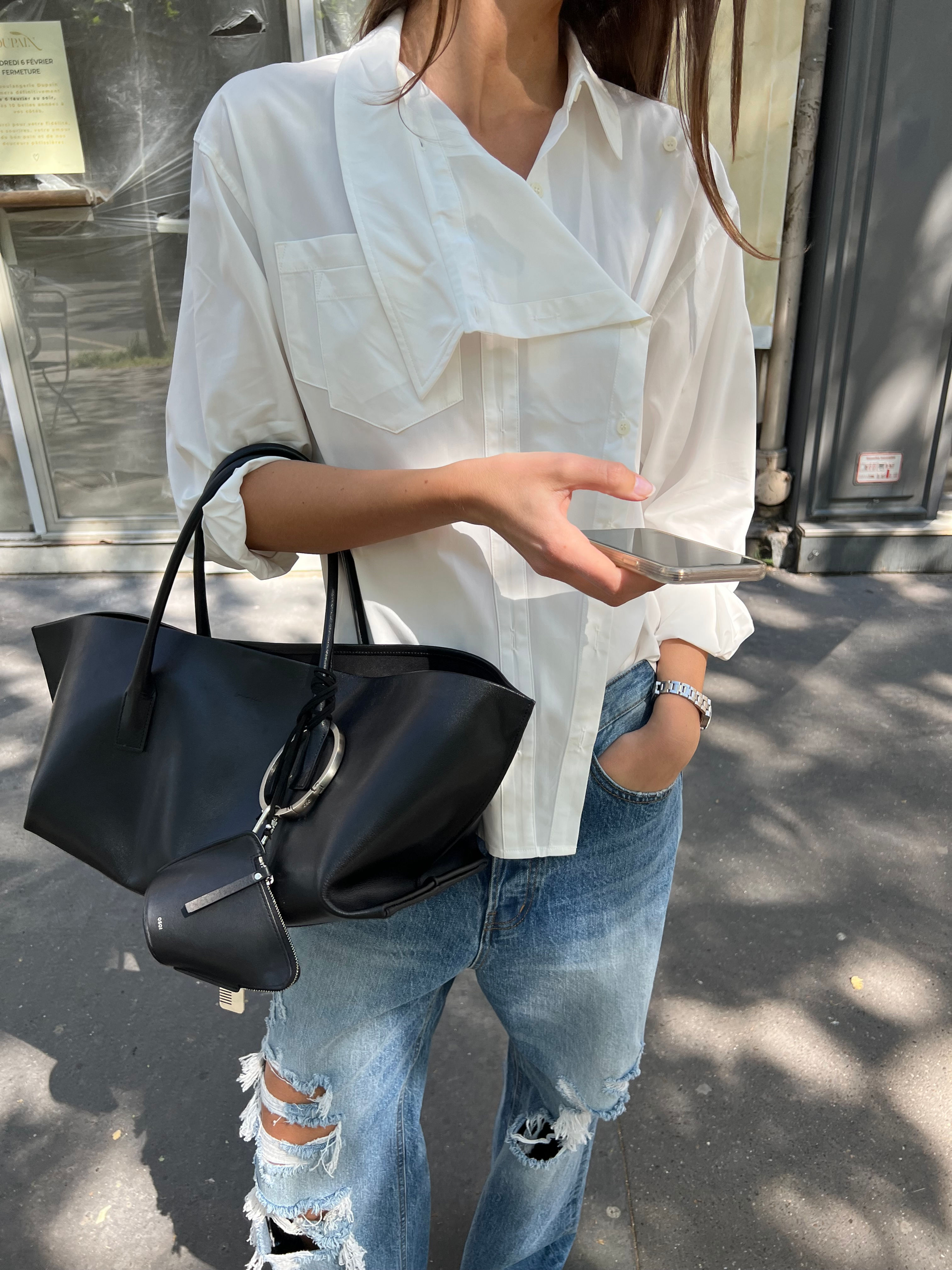 Asymmetrical Collar Shirt (2colors)