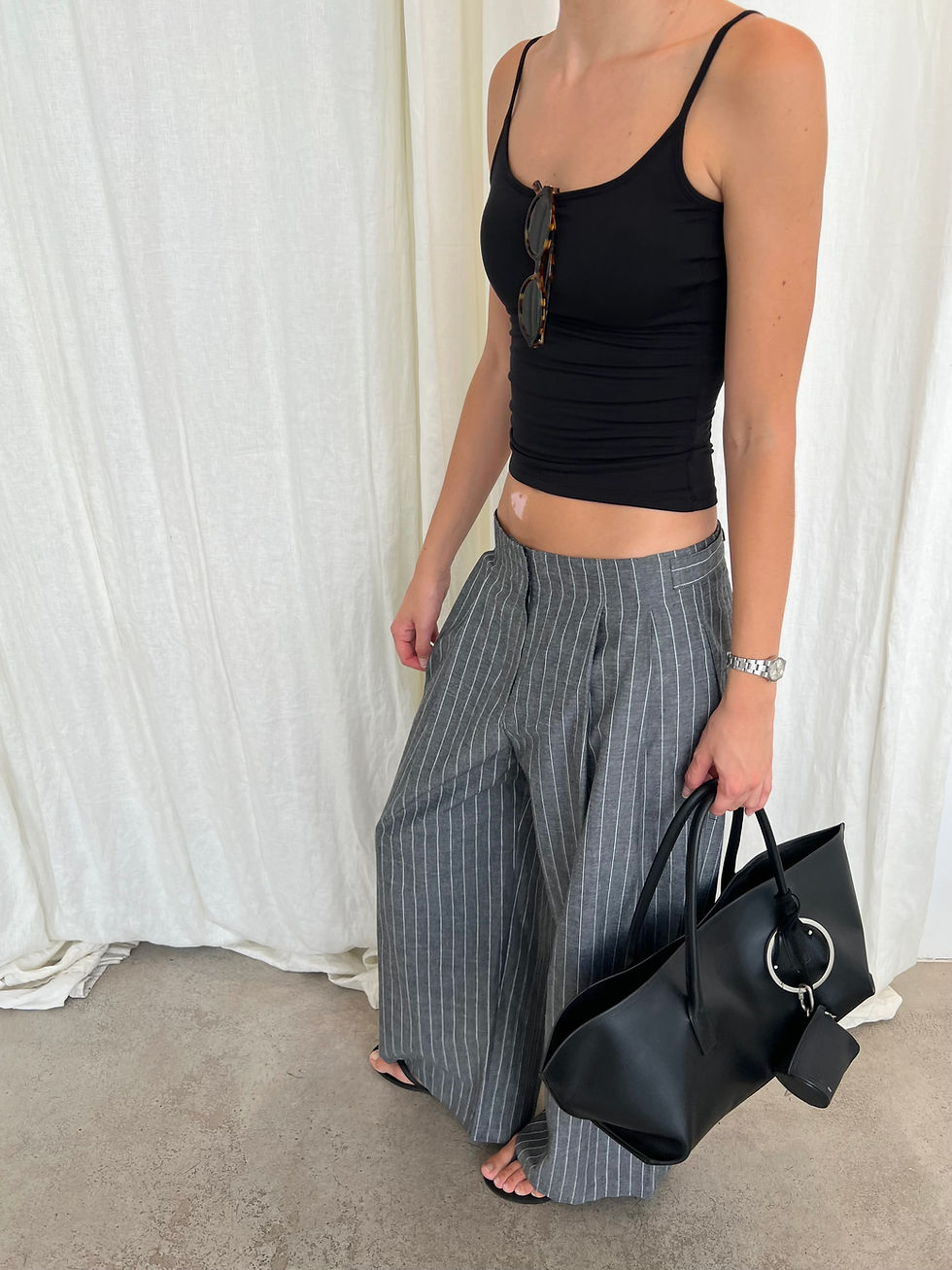 Thumbnail: Pinstripe Wide Leg Trousers