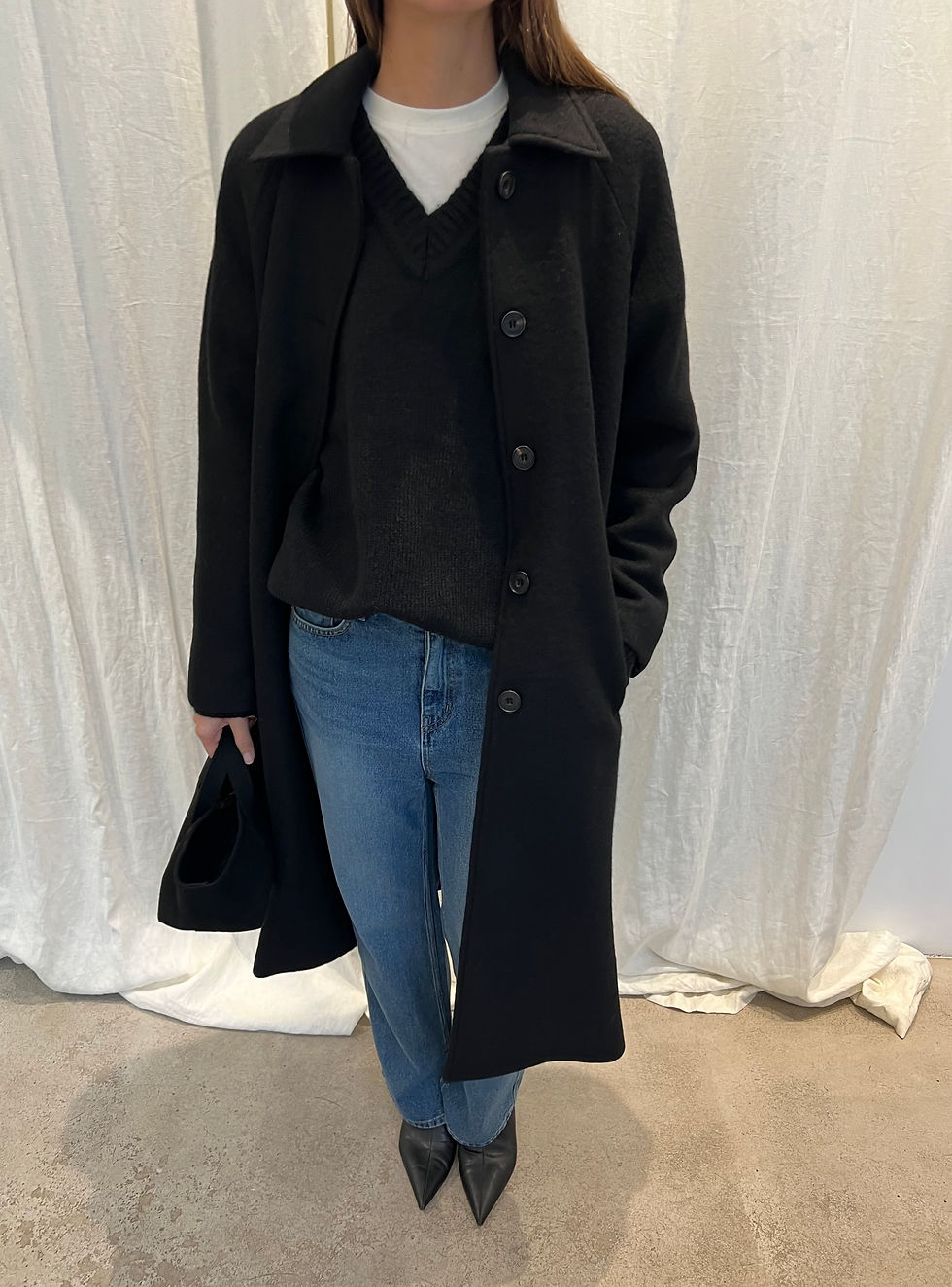 Thumbnail: Noir Belted Wool Coat