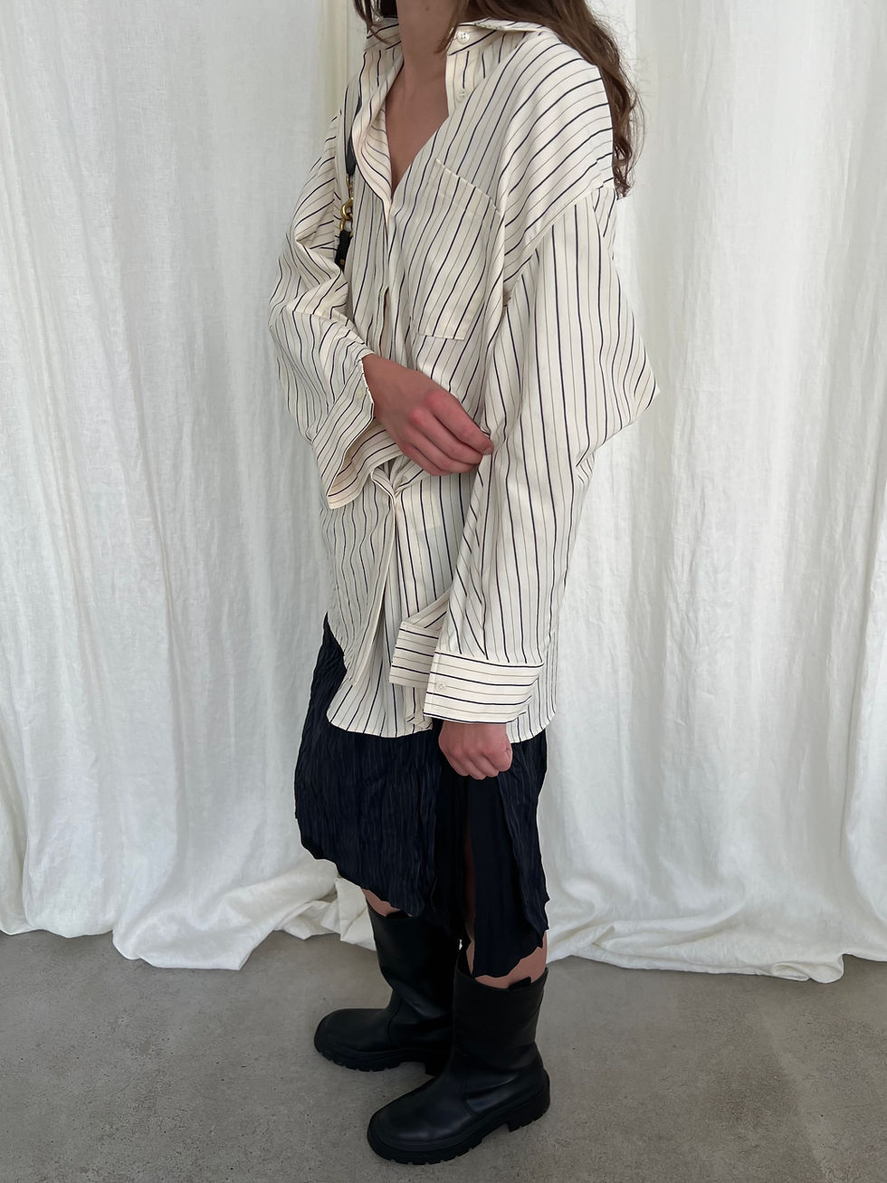 Thumbnail: Striped Asymmetric Shirt (2colors)