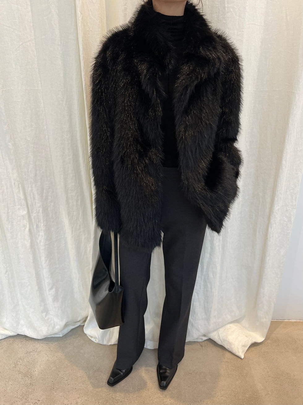 Thumbnail: Noir Soft Faux Fur Jacket