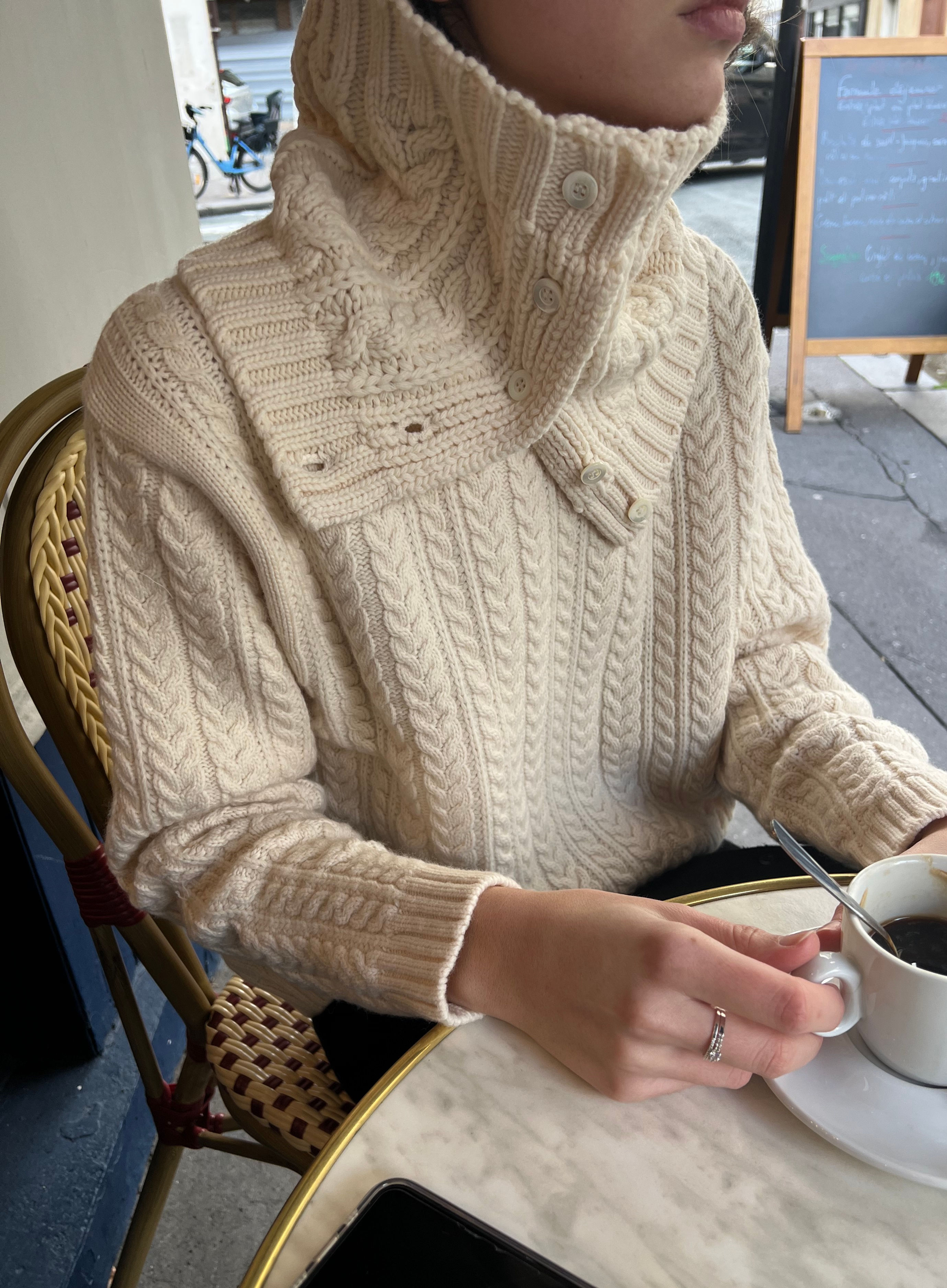 Cable Jumper With Neck Warmer (2colors)