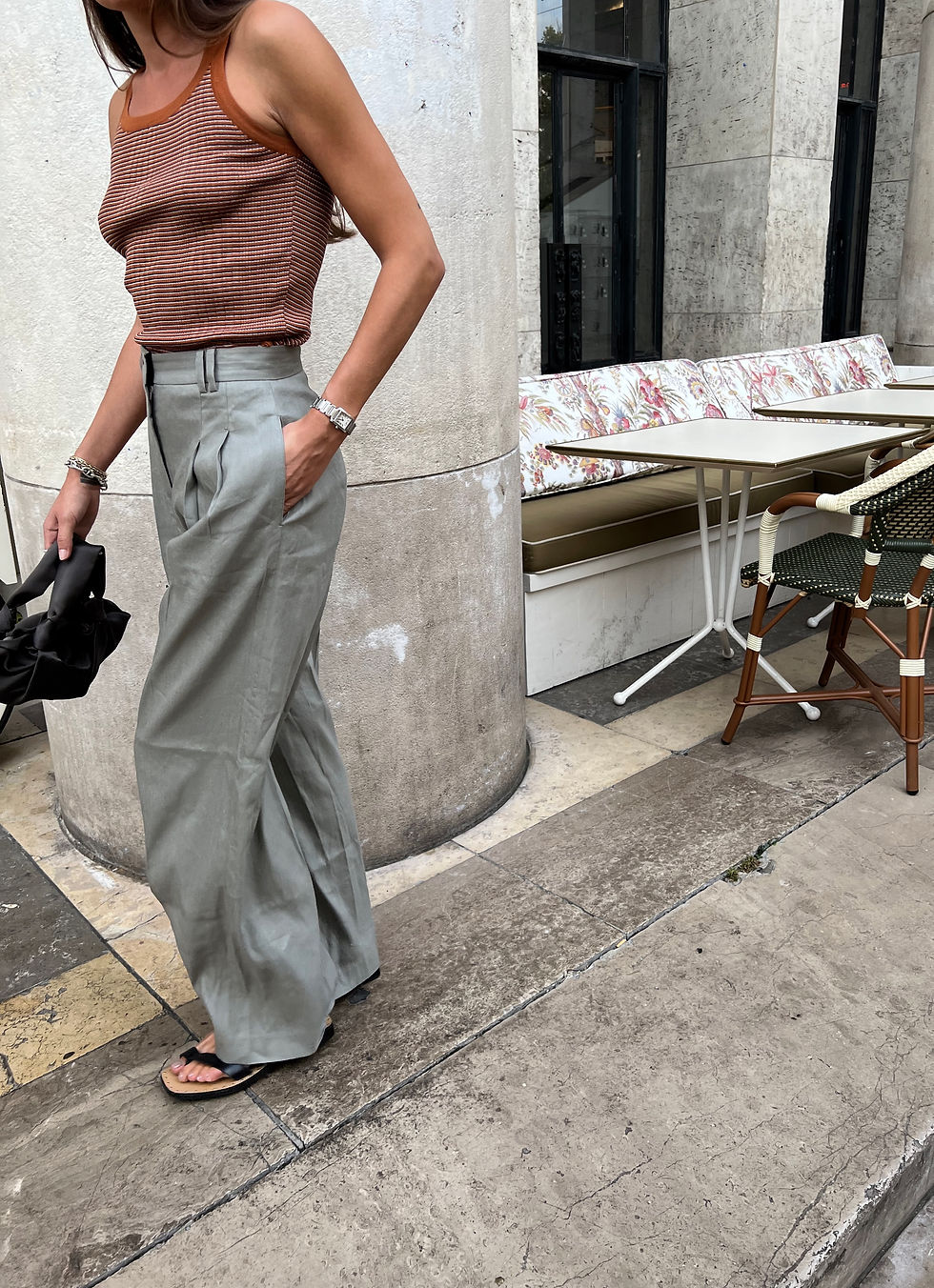 Thumbnail: Linen Blend Pleated Trousers
