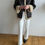 Thumbnail: Back Slit White Flared Jeans