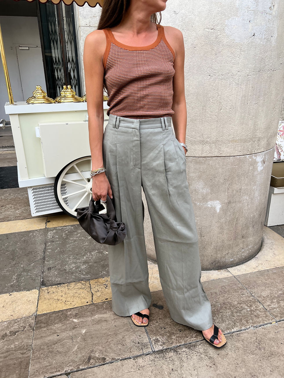 Thumbnail: Linen Blend Pleated Trousers
