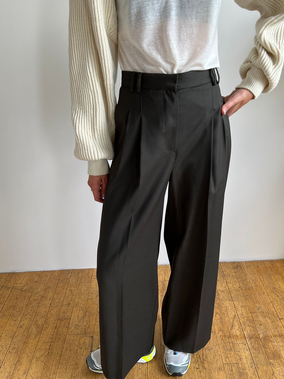 Thumbnail: Dark Brown Pleated Trousers