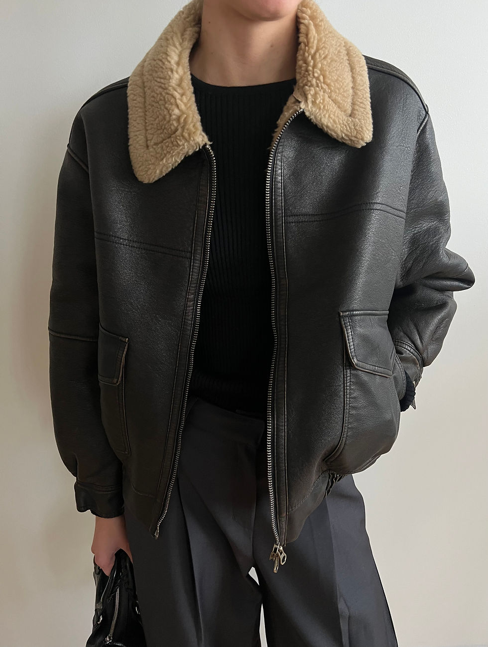 Thumbnail: [PRE-ORDER] Faux Leather Shearling Jacket