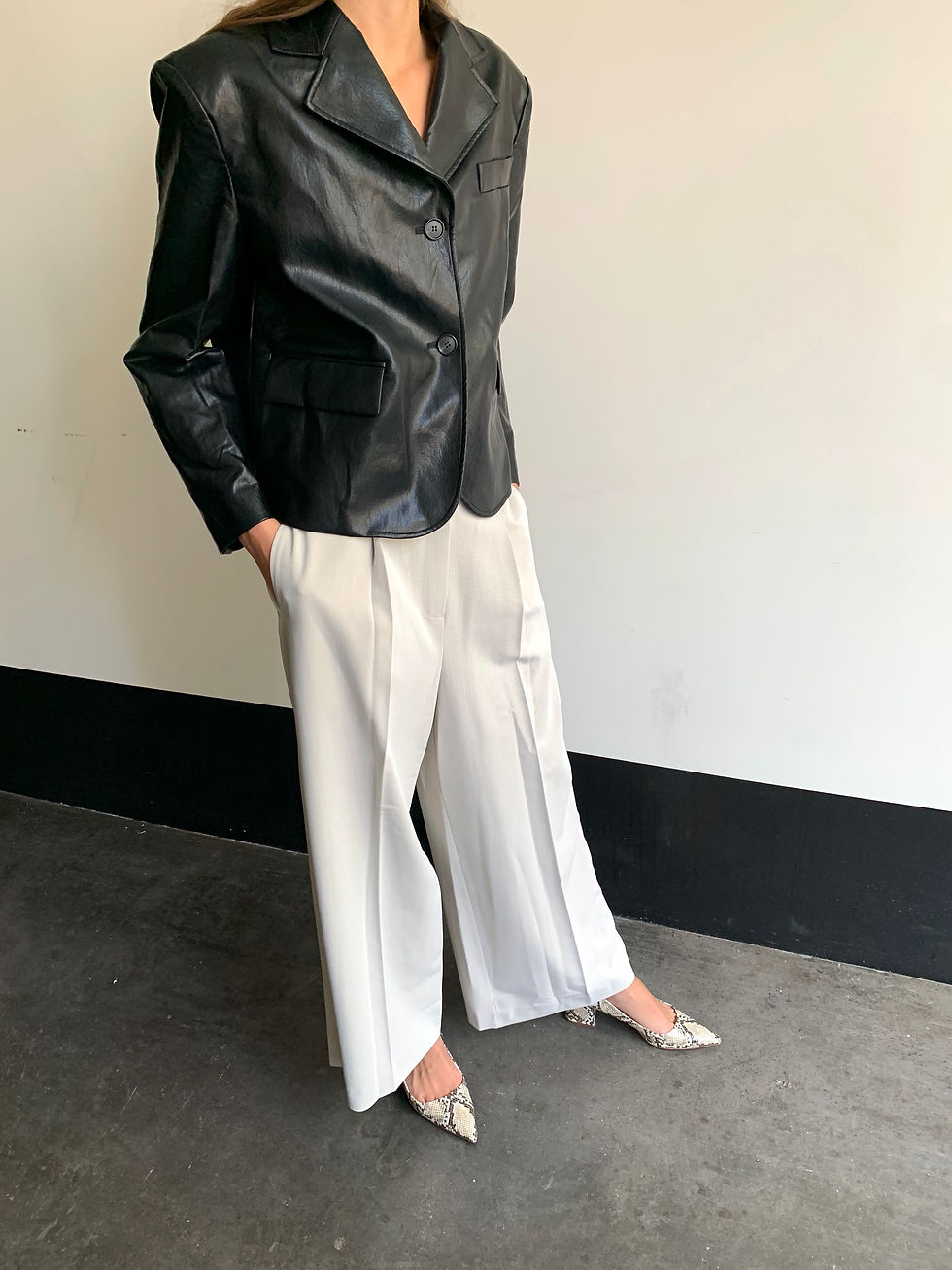 Thumbnail: Short Faux Leather Blazer