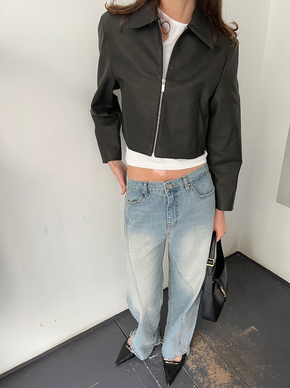 Thumbnail: Cropped Vegan Leather Jacket