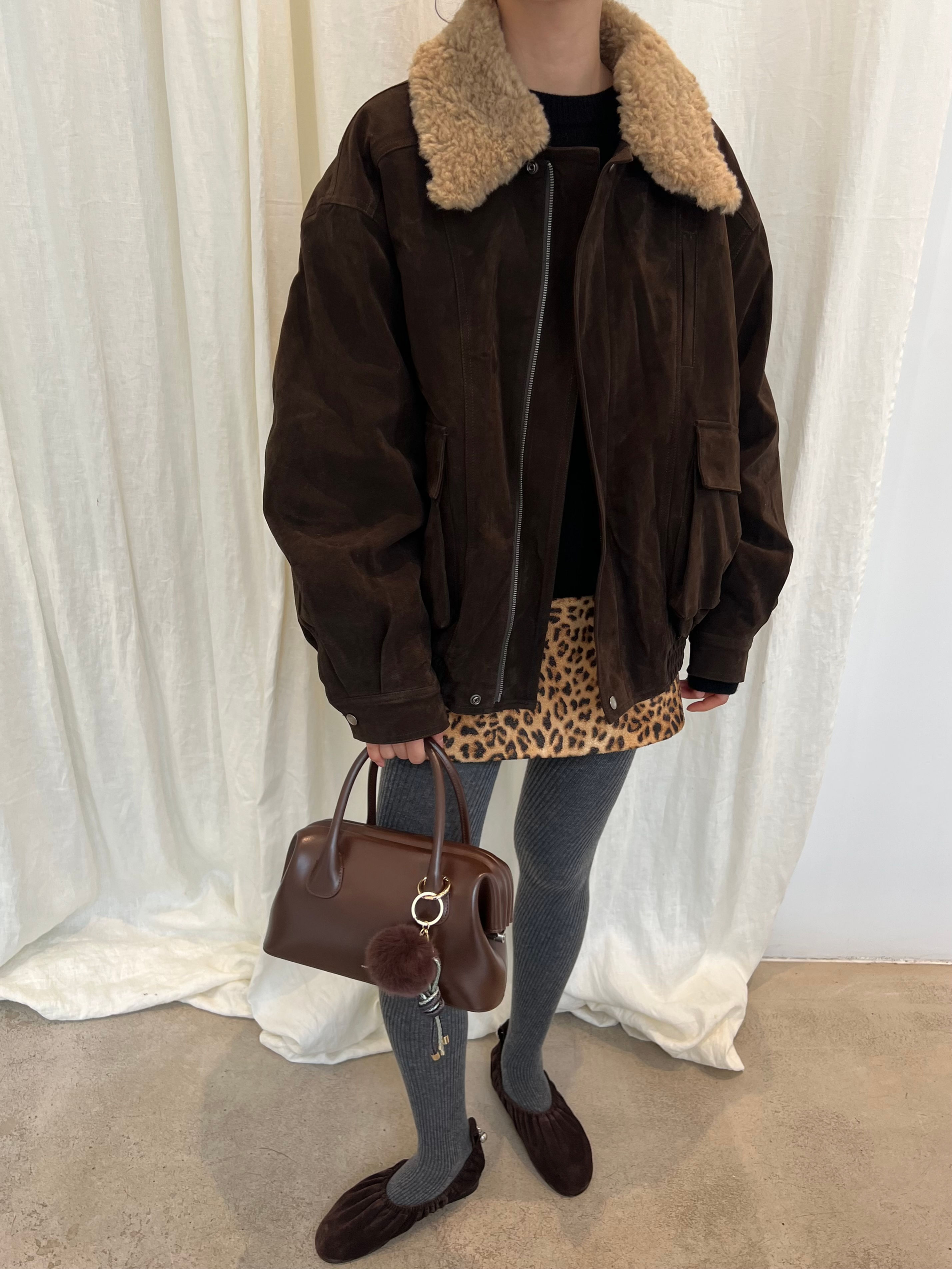 Brown Suede Bomber Jacket