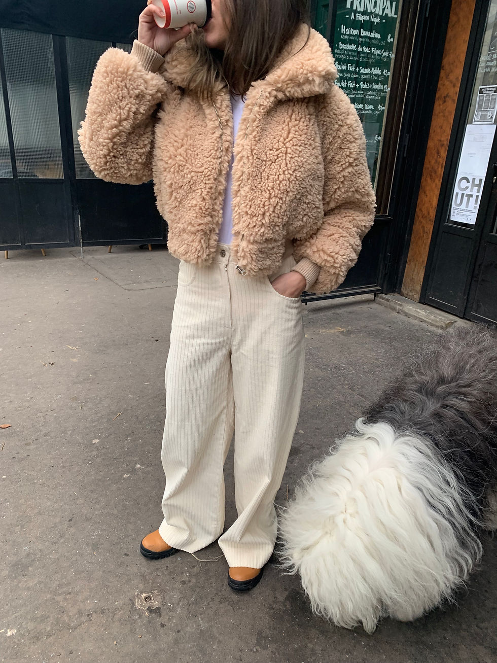 Thumbnail: Cropped Teddy Bomber Jacket (2colors)