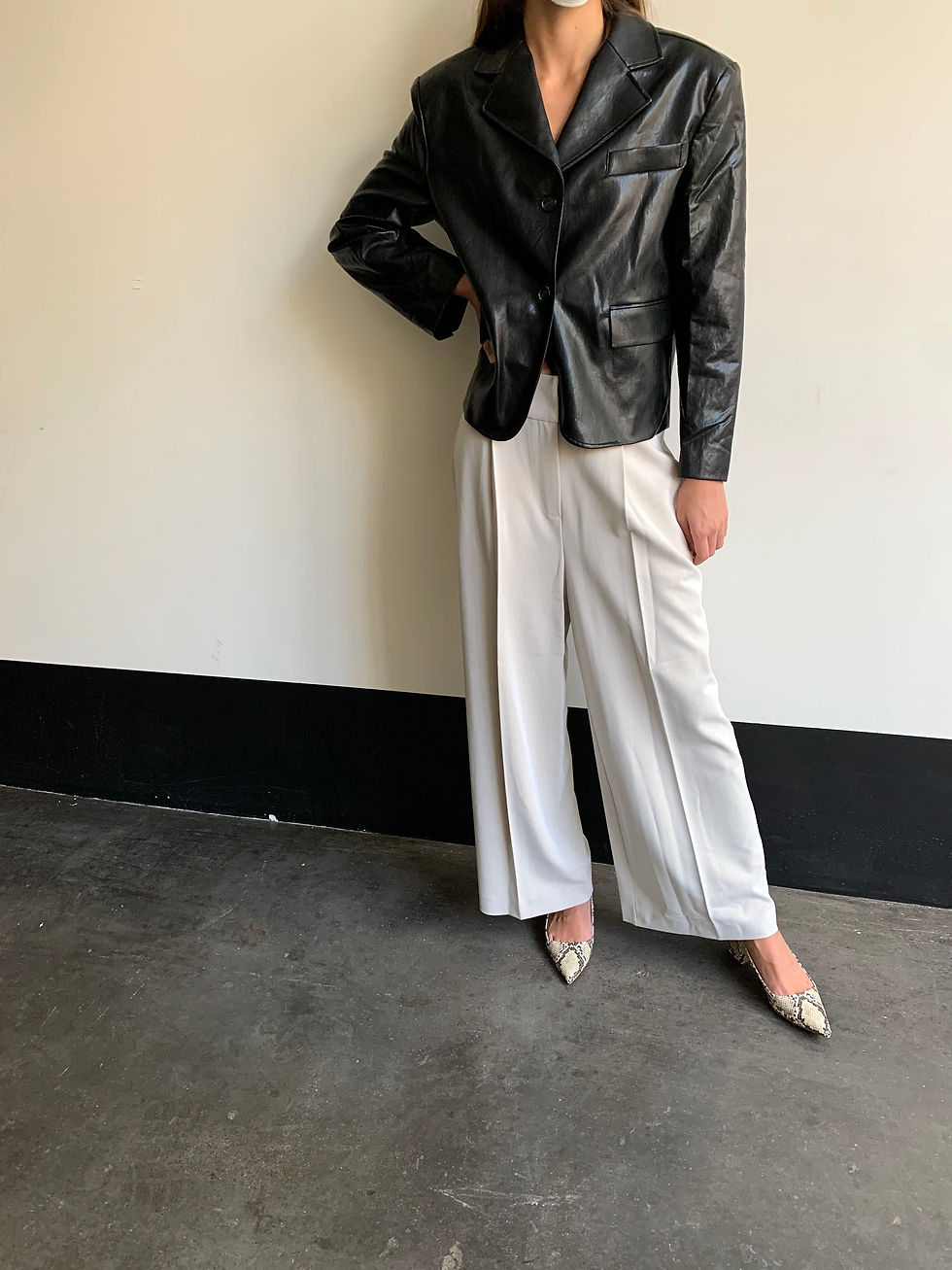 Thumbnail: Short Faux Leather Blazer