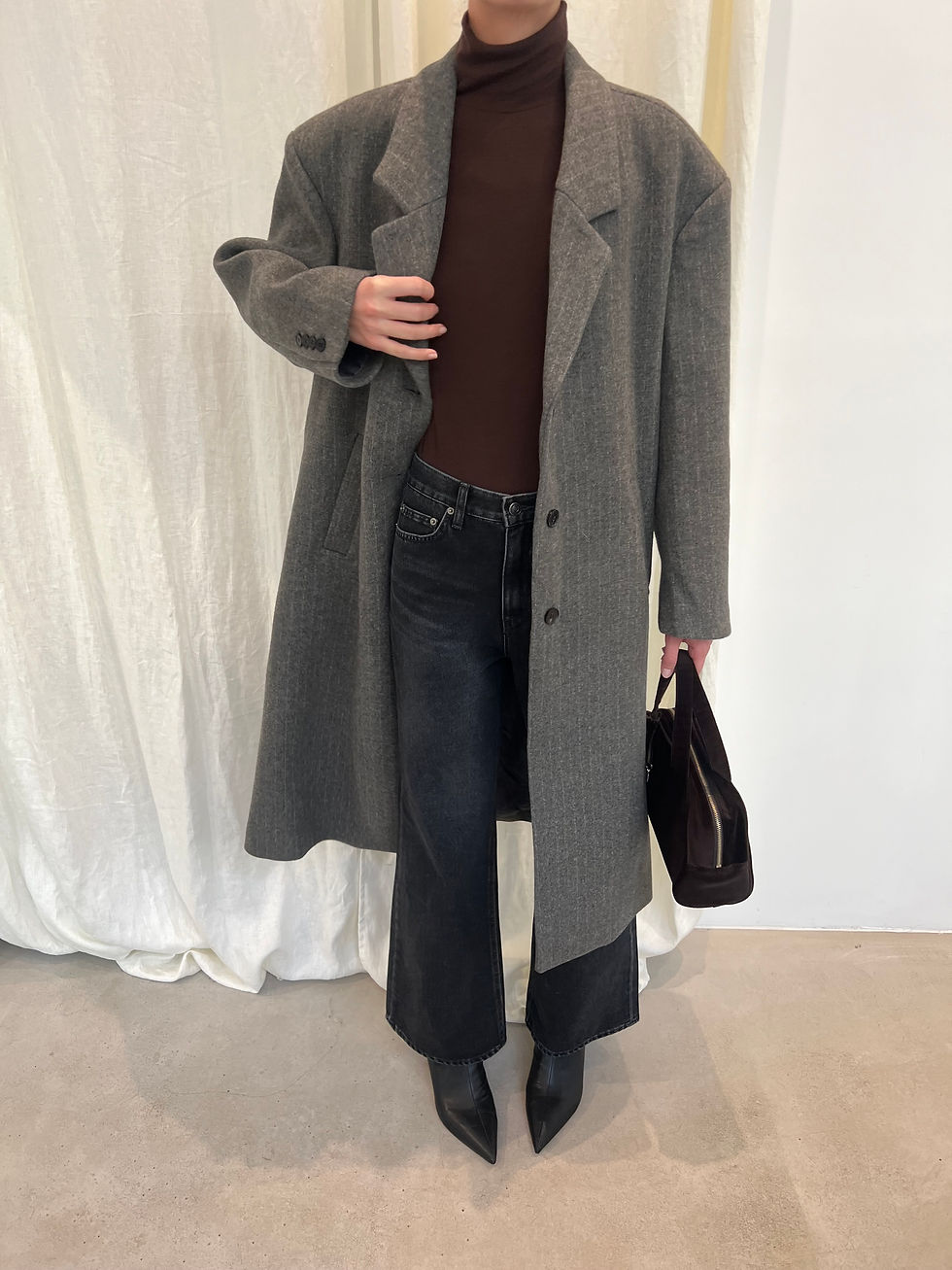 Thumbnail: Oversized Striped Wool Coat