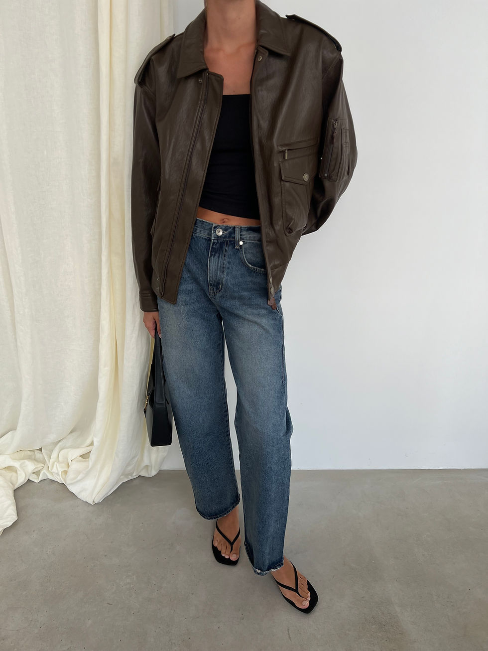 Thumbnail: Oversized Faux Leather Blouson Jacket