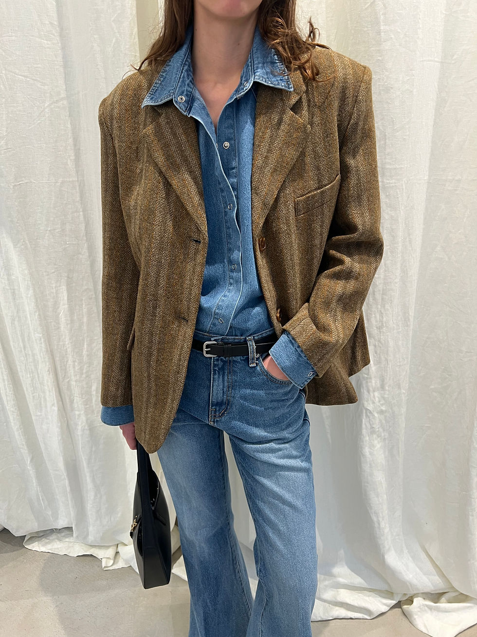 Thumbnail: Beige Tweed Wool  Blazer (Abraham Moon Wool)