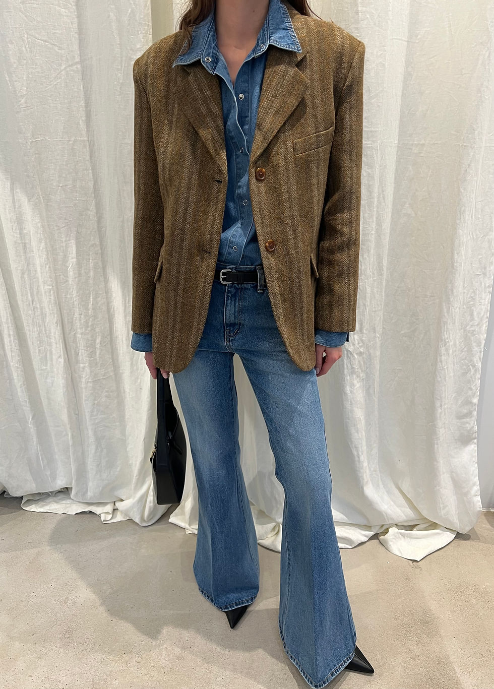 Thumbnail: Beige Tweed Wool  Blazer (Abraham Moon Wool)