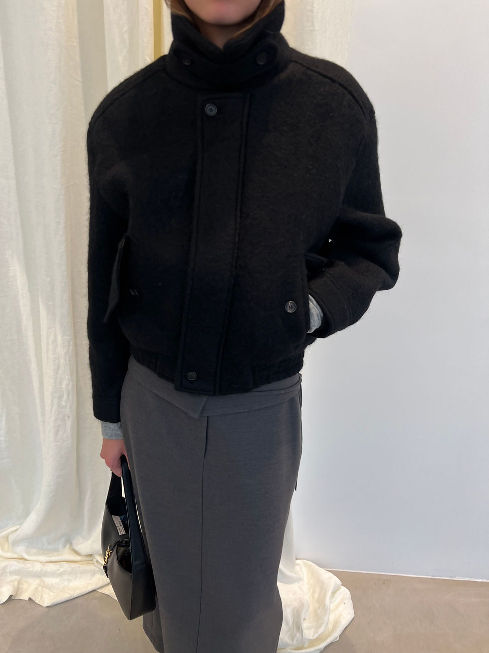 Thumbnail: Zipped Wool Bomber Jacket