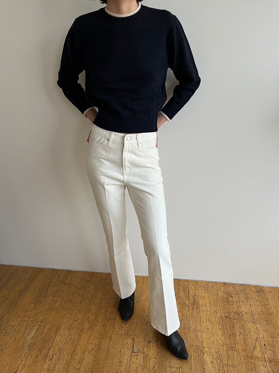 Thumbnail: Back Slit White Flared Jeans