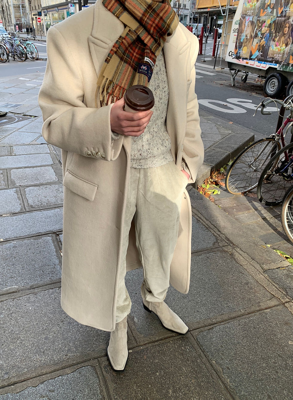 Thumbnail: Beige Wool Fringed Scarf