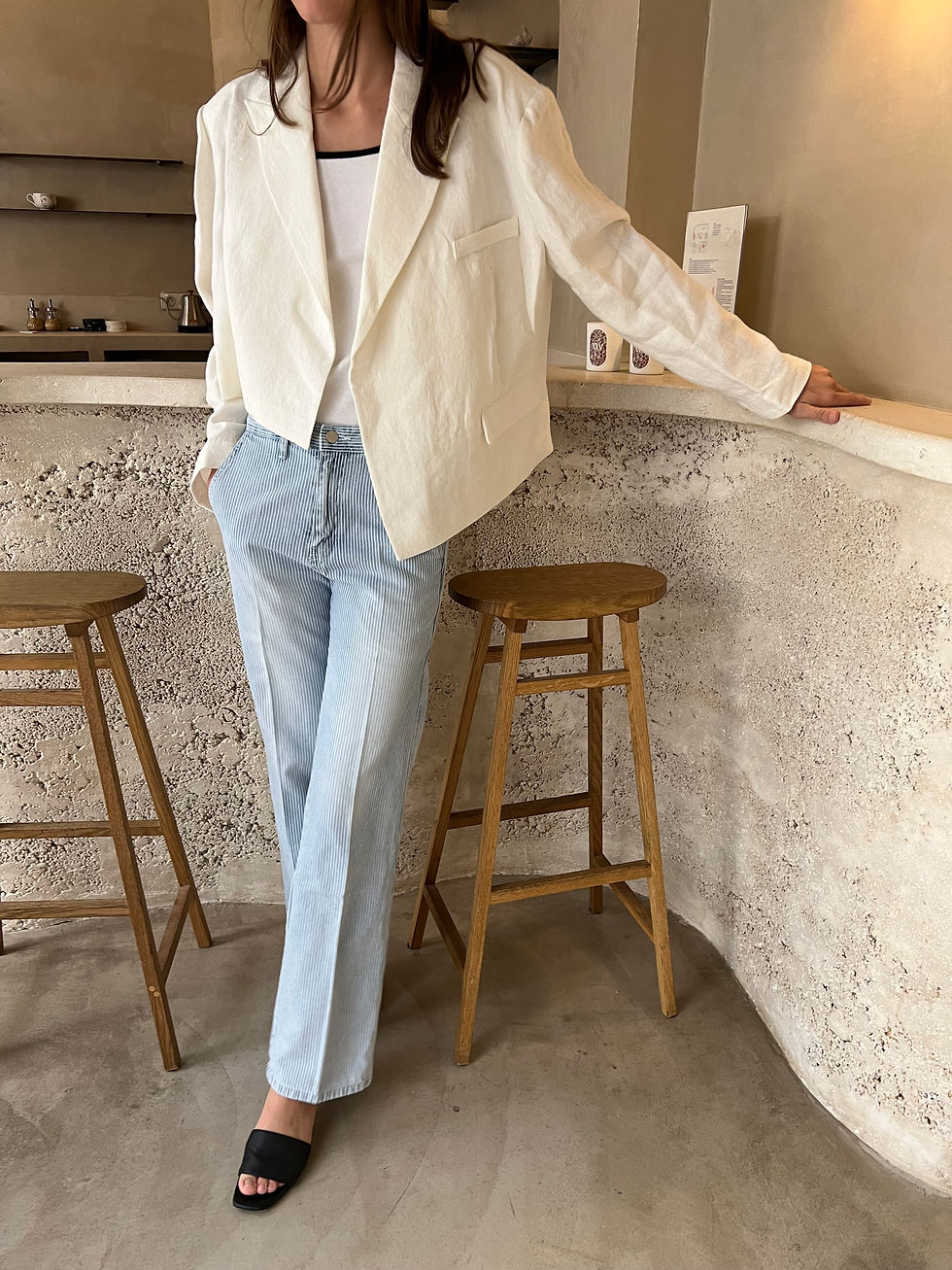 Thumbnail: Striped Summer Straight Leg Jeans