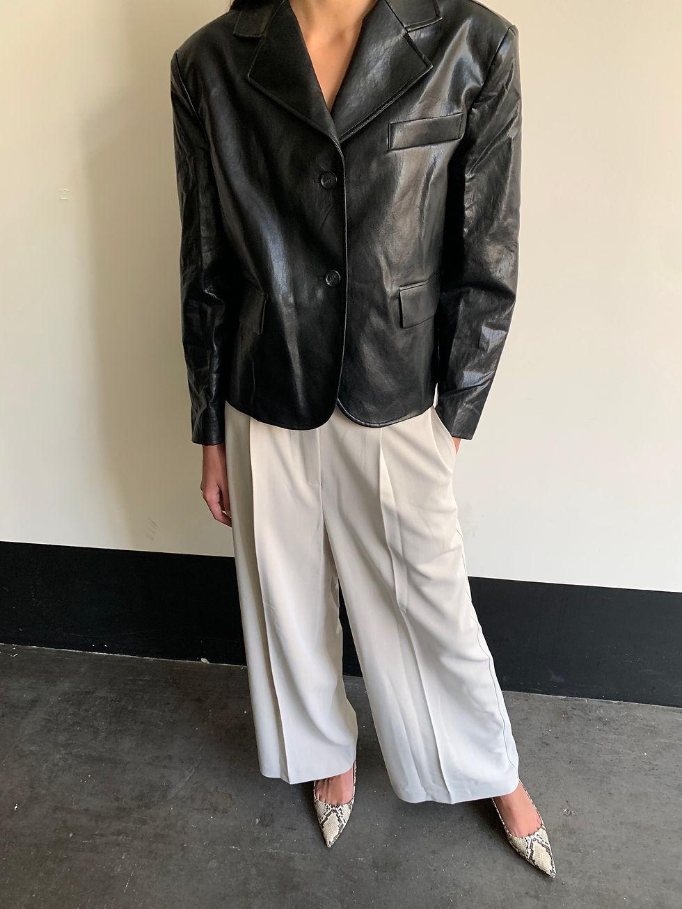 Thumbnail: Short Faux Leather Blazer