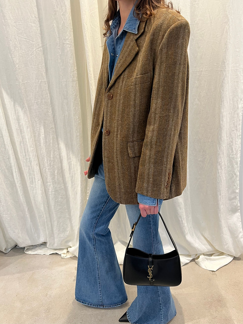 Thumbnail: Beige Tweed Wool  Blazer (Abraham Moon Wool)