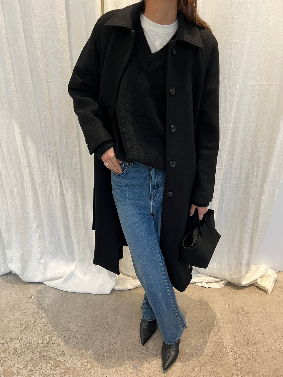 Thumbnail: Noir Belted Wool Coat