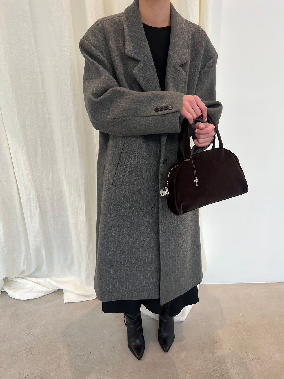 Thumbnail: Oversized Striped Wool Coat