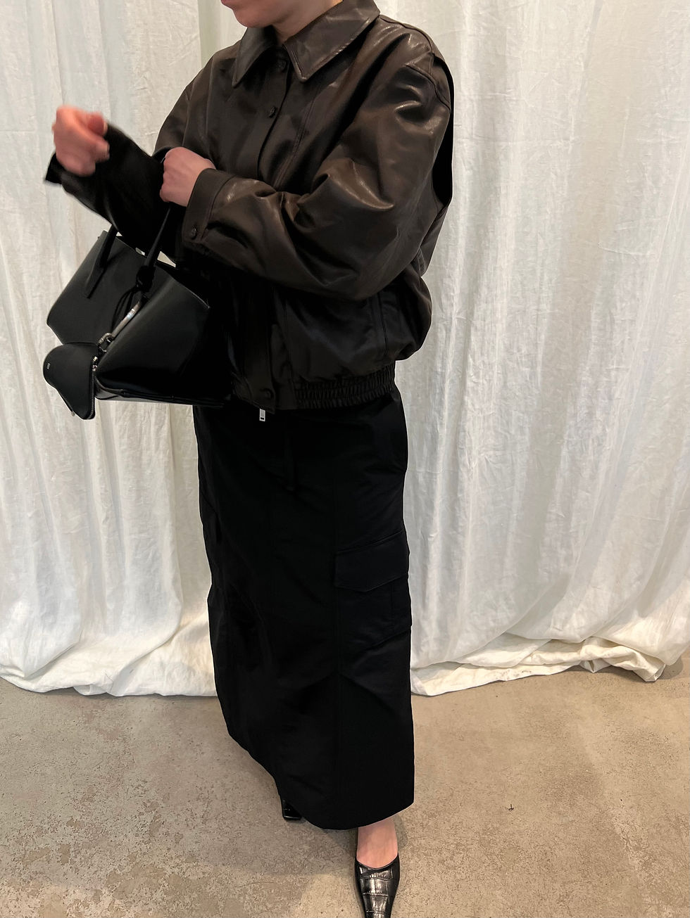 Thumbnail: Big Pocket Faux Leather Jacket (2colors)