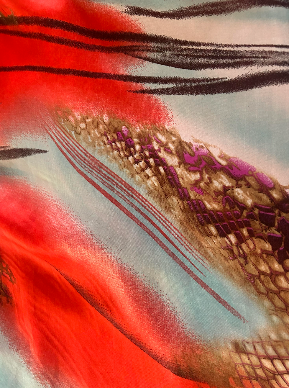 Thumbnail: Chiffon Skirt Double Layer, Double Split - Red Modern