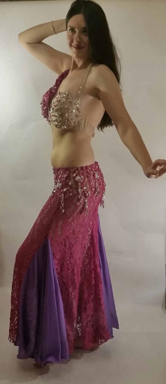 Thumbnail: Lilac Satin and lace UK size 12 Large cup size