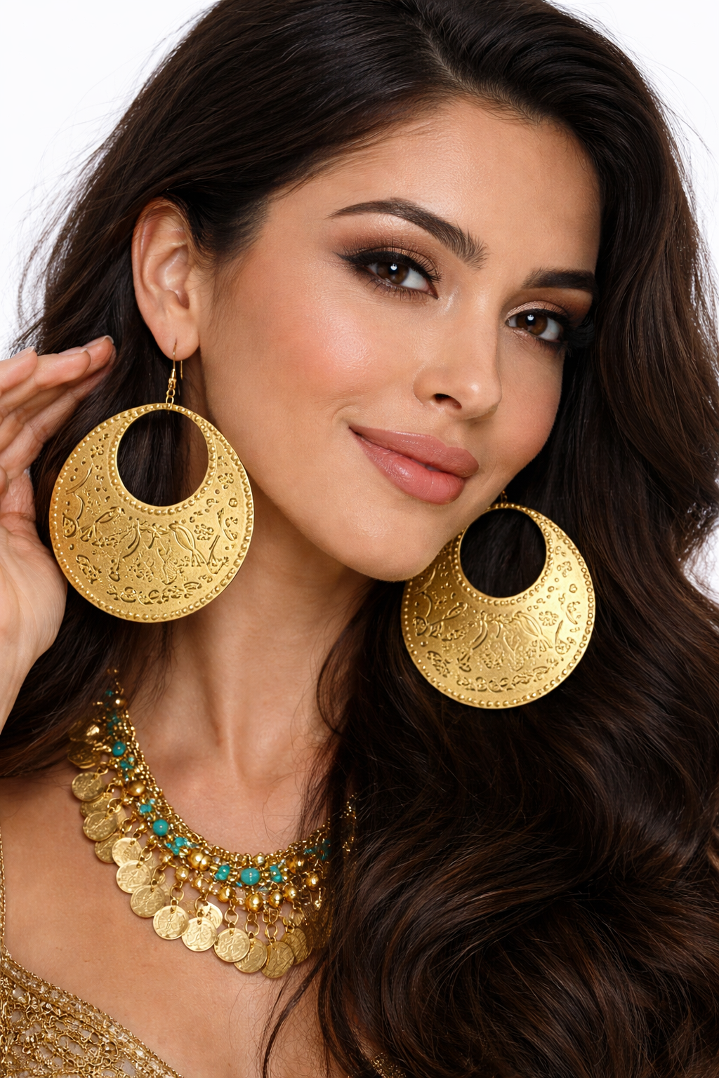 LARGE Baladi Girl Disc Earrings - Gold