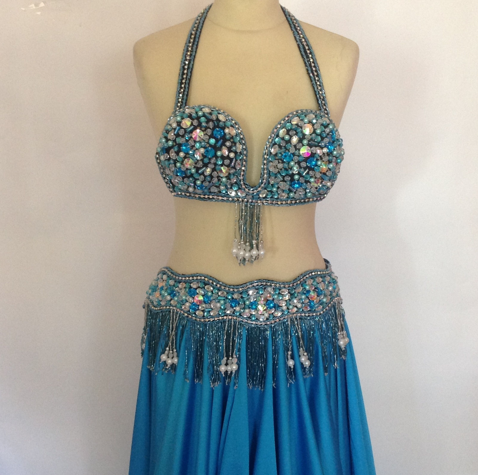 Wave Bra and Belt Set - sky blues