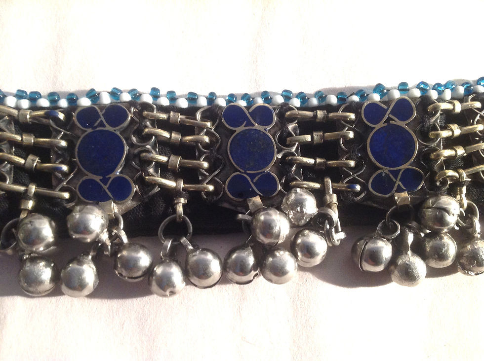Thumbnail: PAIR OF ANKLETS - LAPIS AND BELLS