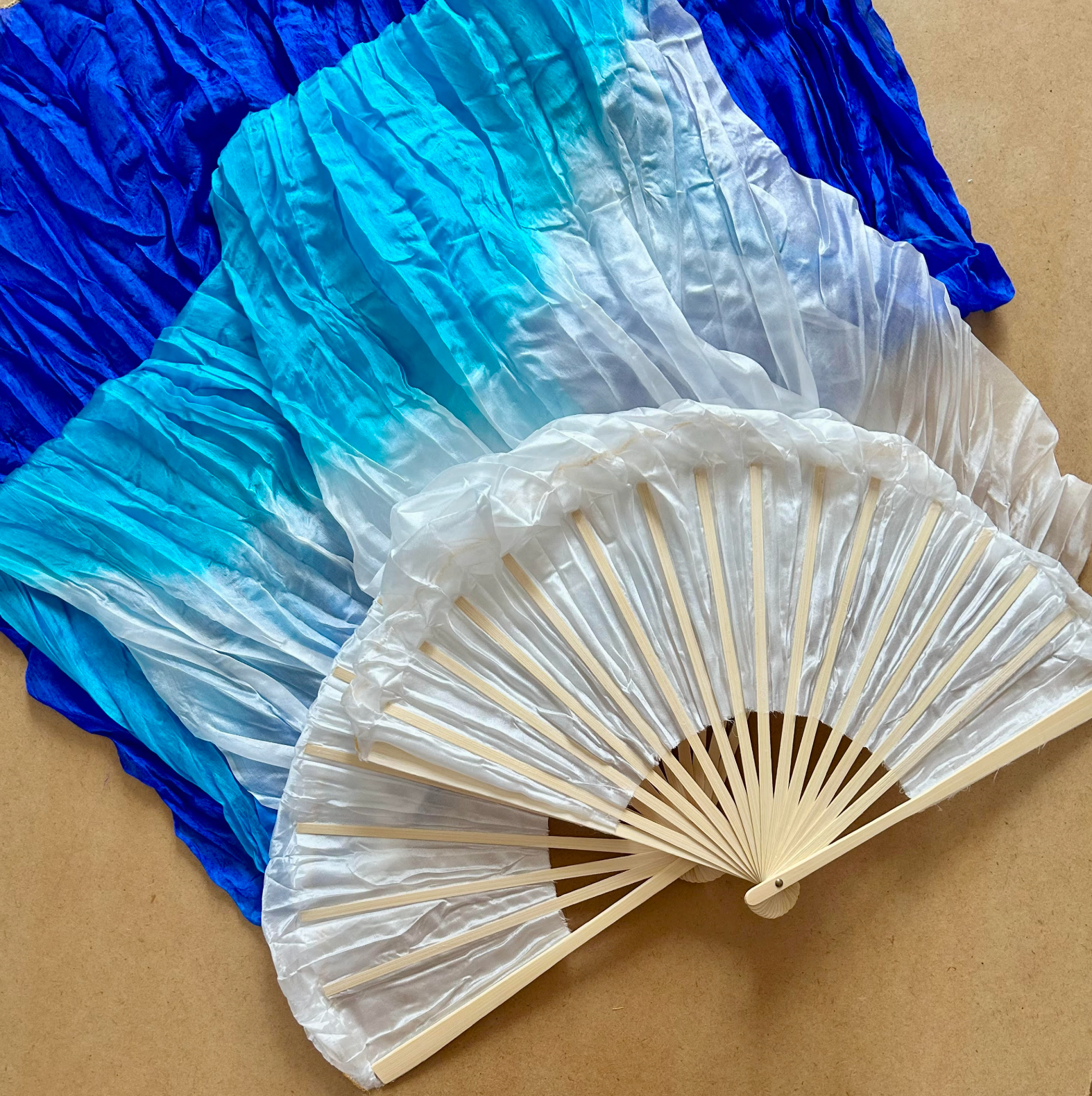 100% Silk Fan Veils - Blues