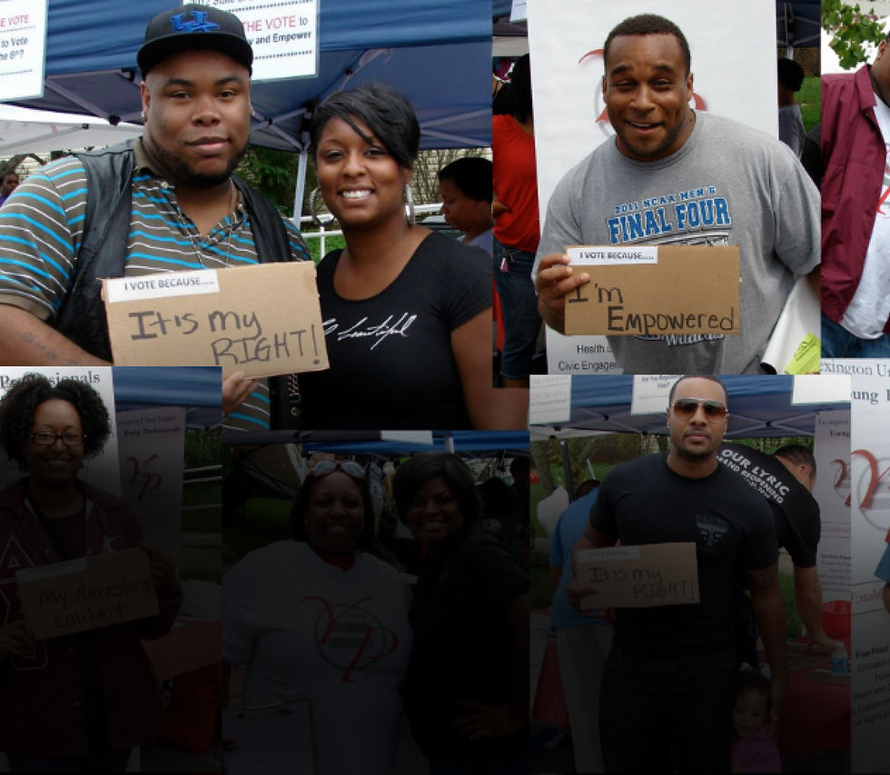 Collage of Voters holding up Signs