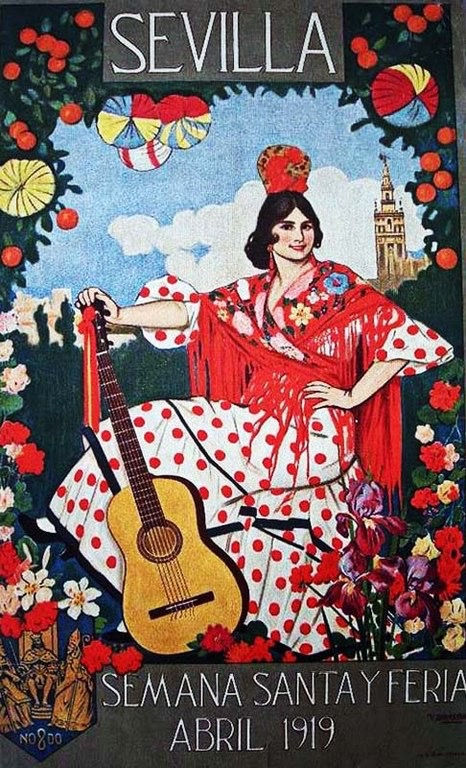 Affiche de 1919 annonçant la Semana Santa et la Feria