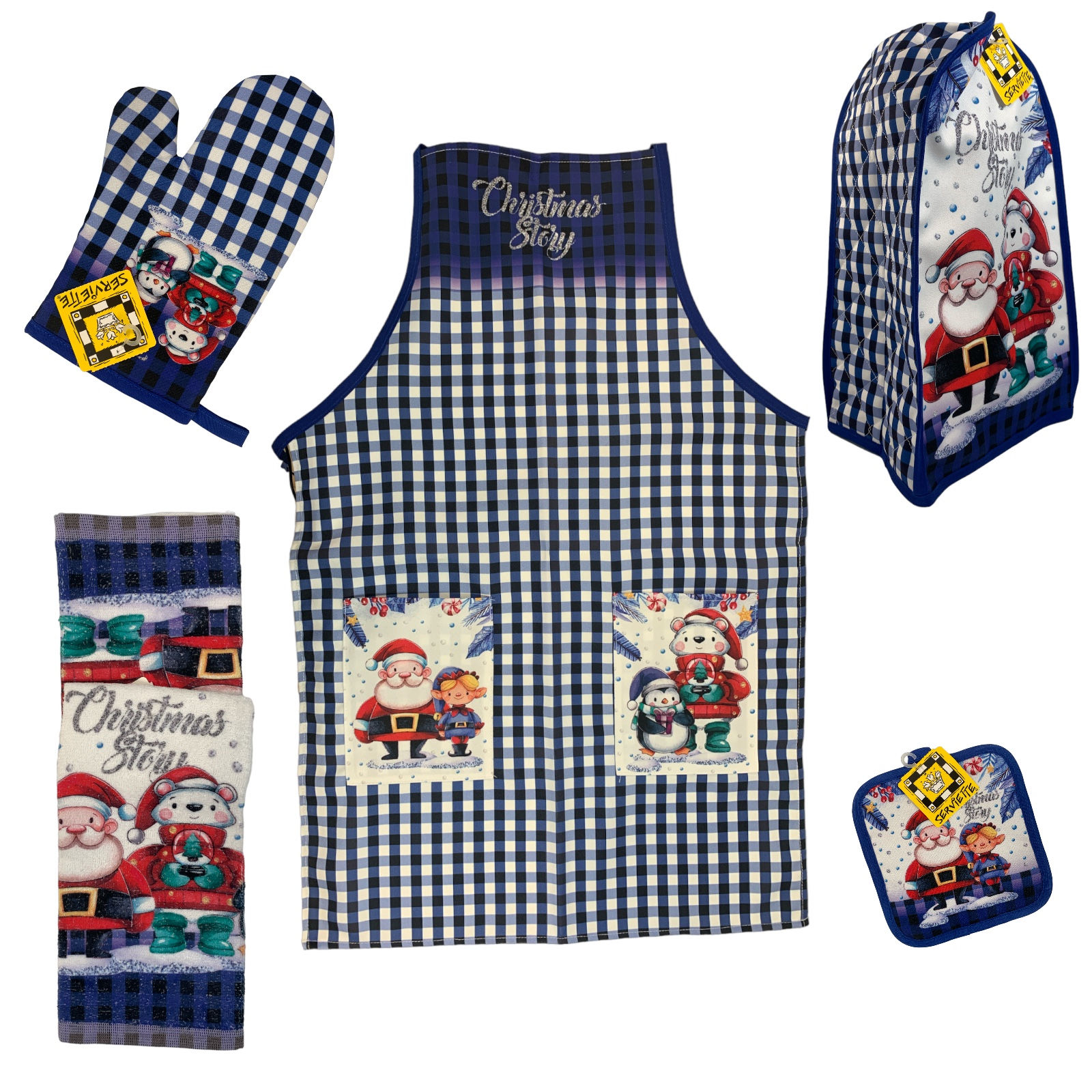 Mandil Para Cocinar Cuento de Navidad, Guante De Cocina Y Toalla kit 5 piezas