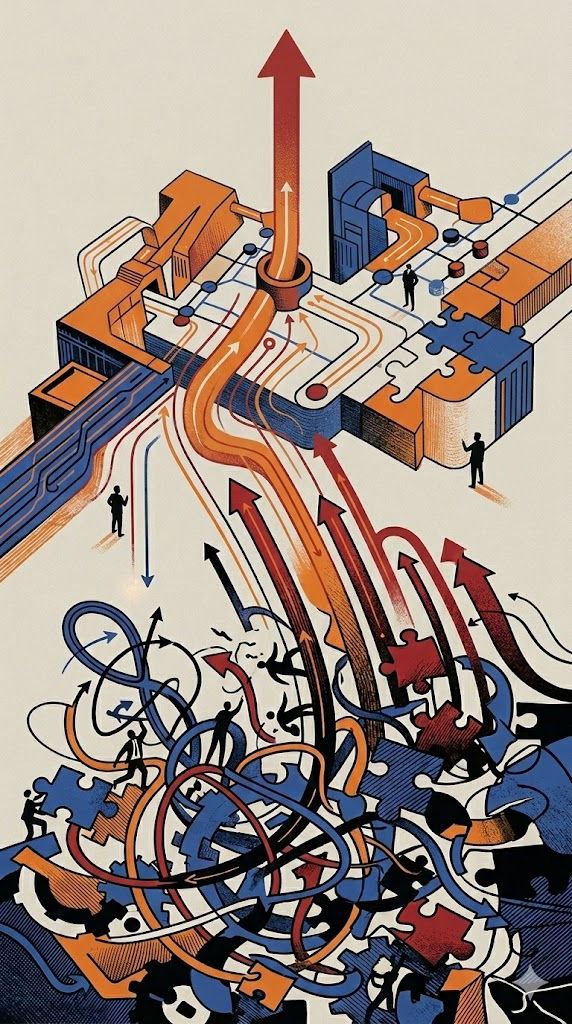 Abstract high-contrast corporate architecture and professional environments representing coherence and clarity in procurement