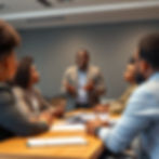 Create a photo of a black business coach teaching a class of black business owners about f