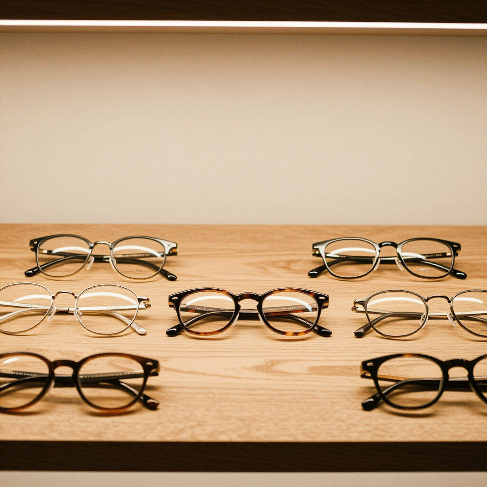 A display of premium eyewear frames