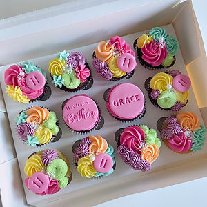 Rainbow Piped Cupcakes