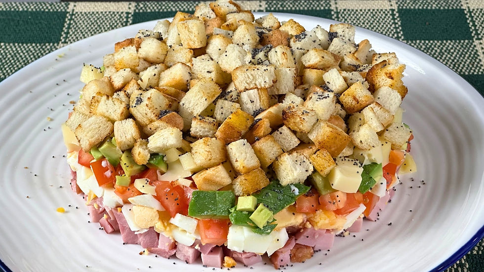 Layered avocado ham salad 
