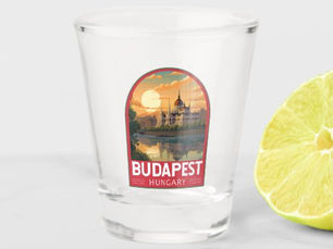 Review Budapest Hungary Travel Art Vintage Shot Glass