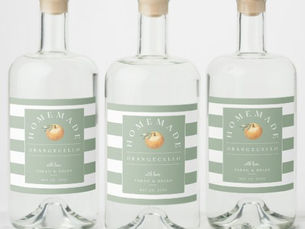 Review Modern Orangecello Sage Stripe Beverage Label