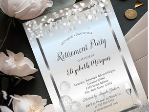 Best Deals! Wine Glass Balloons Silver Glitter Retirement Invitation