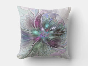 Top 10! Colorful Fantasy Abstract Modern Fractal Flower Outdoor Pillow
