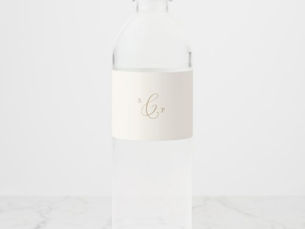 Best Price! Delicate Gold Calligraphy | Cream Monogram Wedding Water Bottle Label