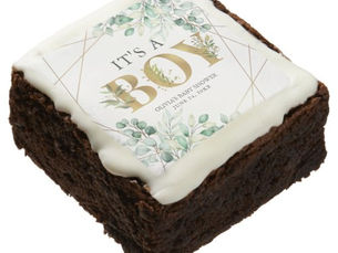 Review Its a Boy Greenery Eucalyptus Gold Baby Shower Brownie